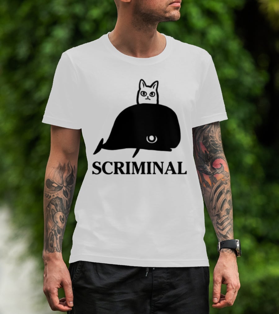 Scriminal Cat On Whale T-Shirt