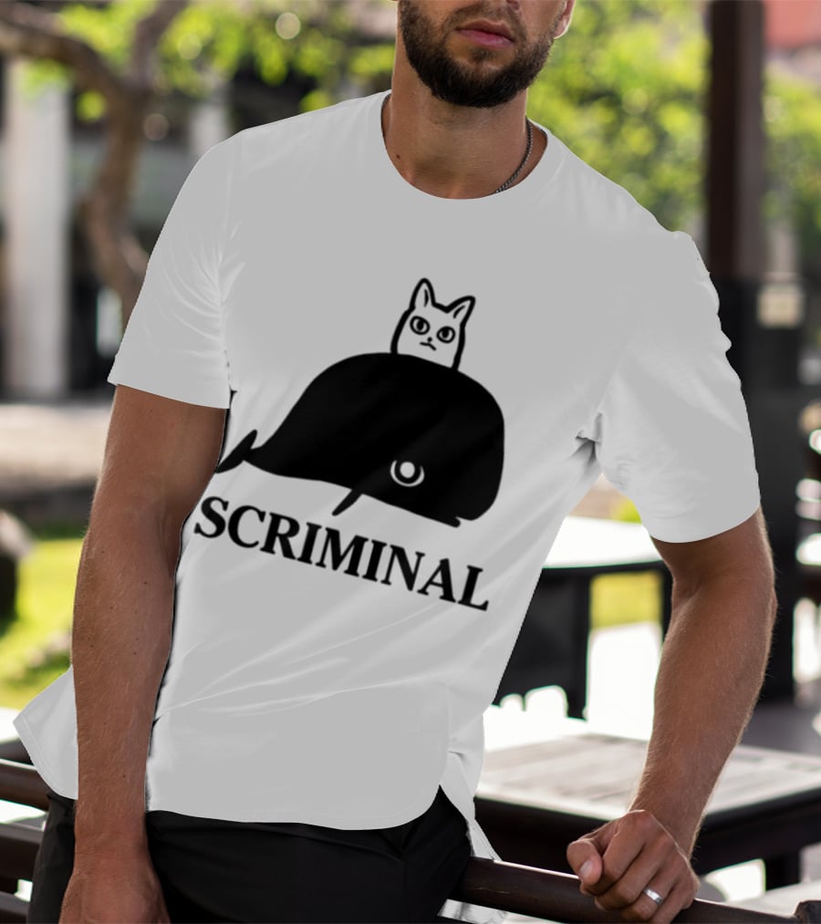 Scriminal Cat On Whale T-Shirt