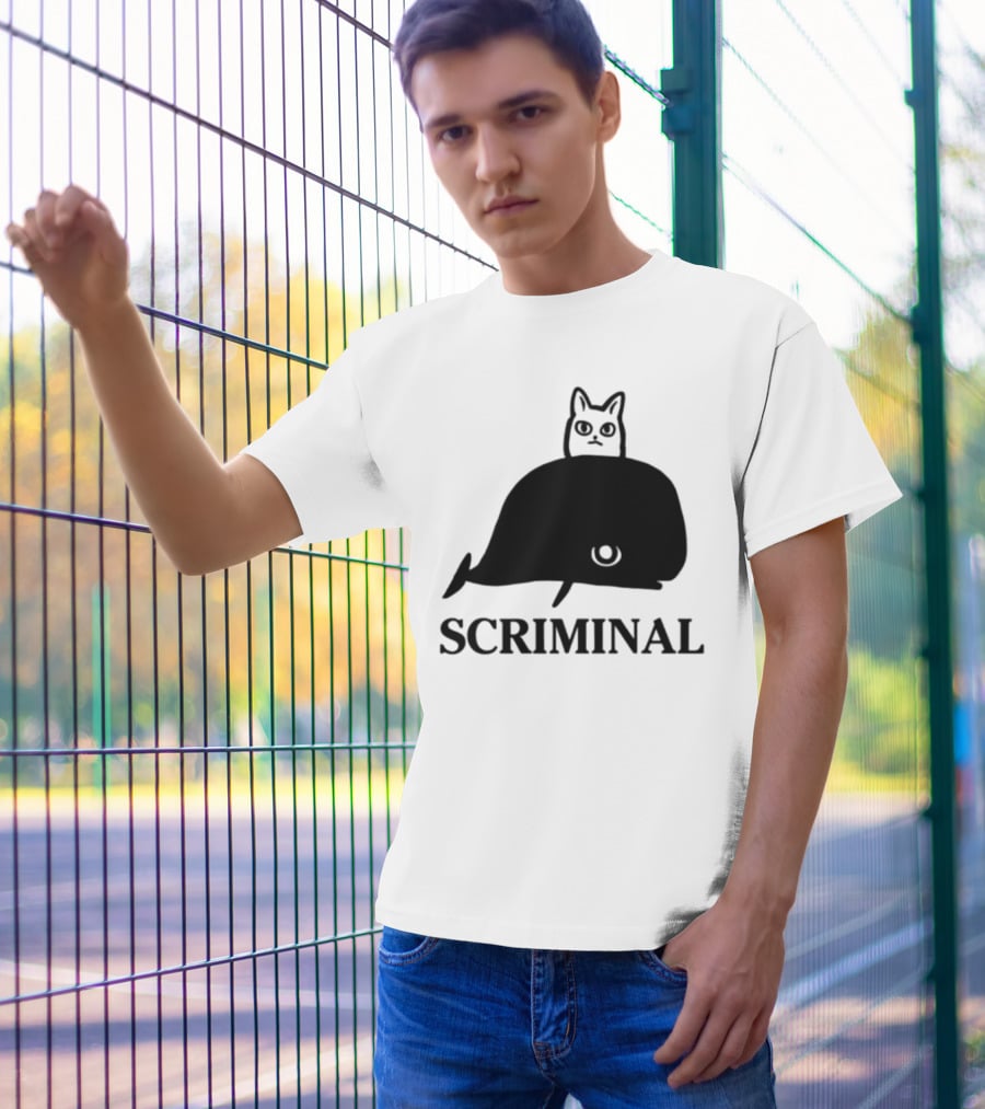 Scriminal Cat On Whale T-Shirt