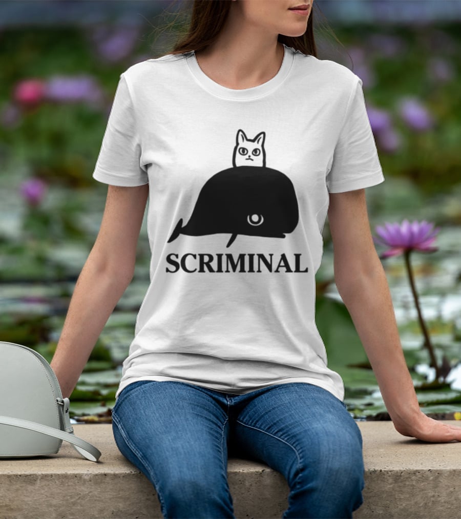 Scriminal Cat On Whale T-Shirt