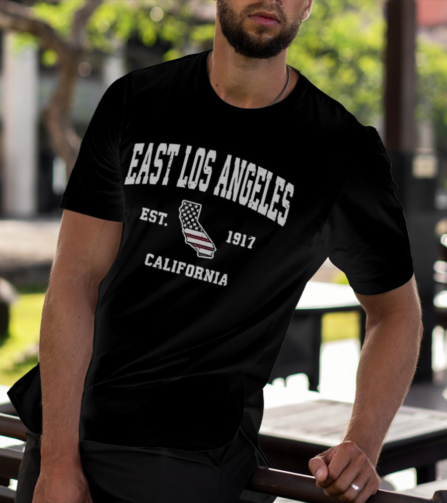 East Los Angeles California Est 1917 United States Flag Map T-Shirt