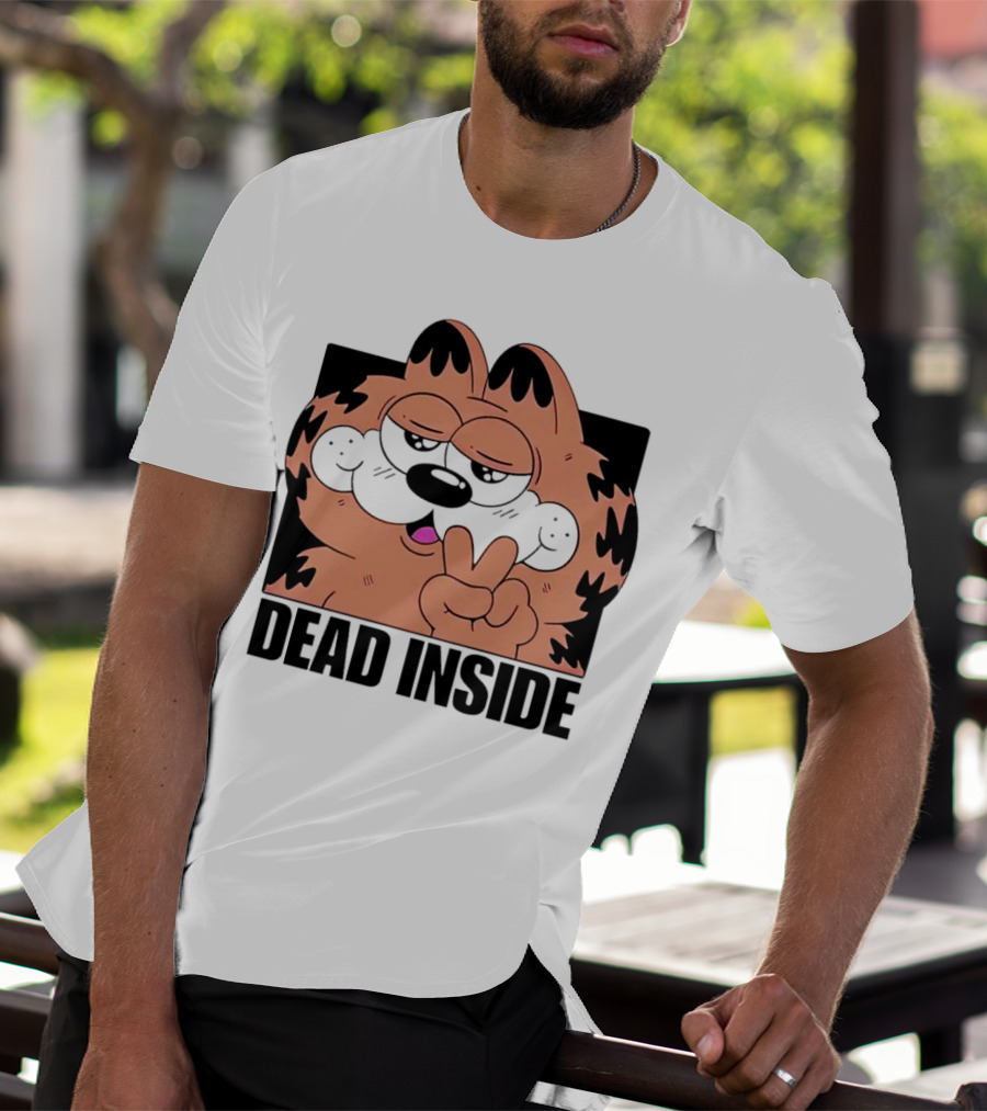 Garfield Dead Inside Peace Sign Iconic Meme T-Shirt