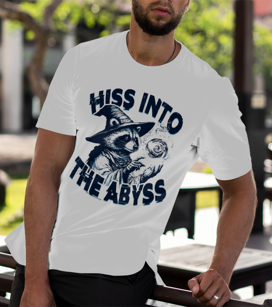 Hiss Into The Abyss Raccoon Witch With Magic Orb T-Shirt