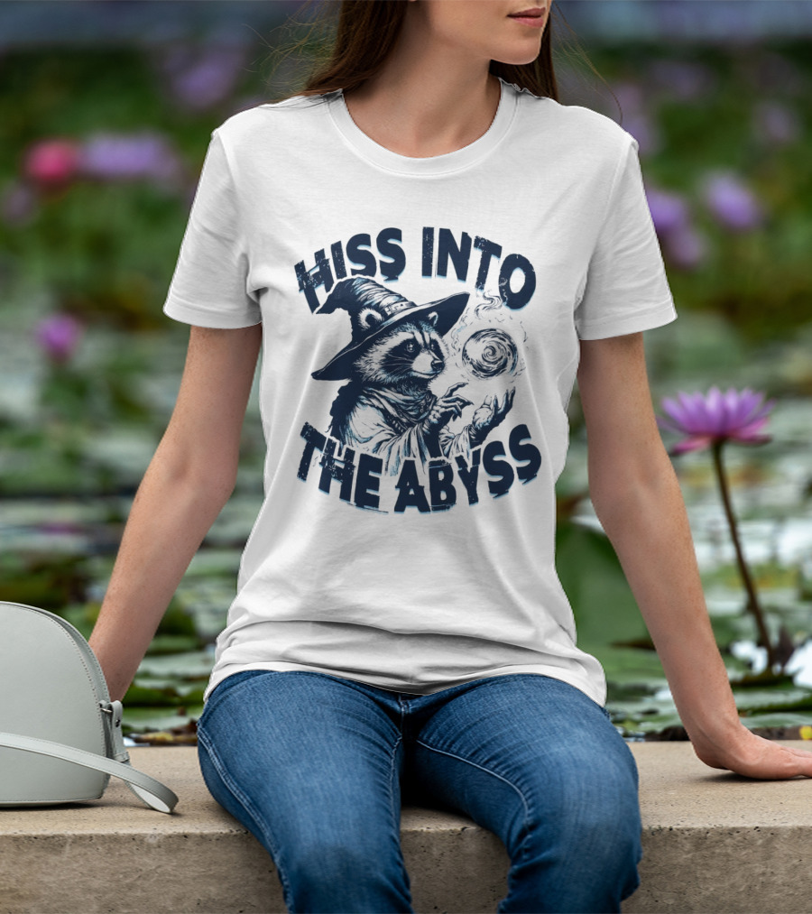 Hiss Into The Abyss Raccoon Witch With Magic Orb T-Shirt