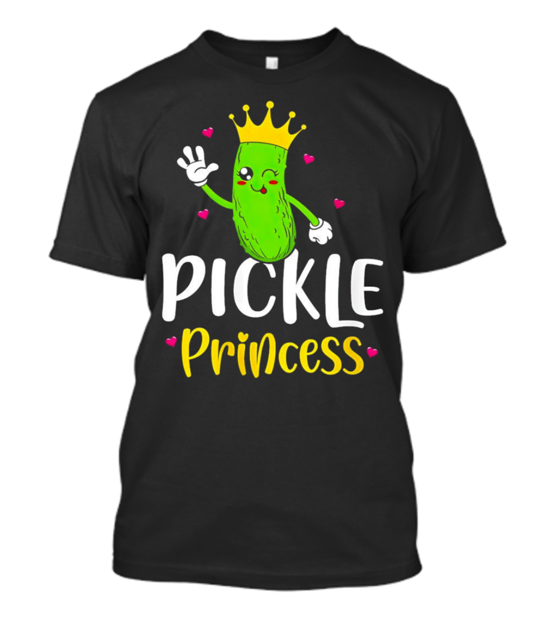 Pickle Princess Cute Crowned Character With Hearts T-Shirt