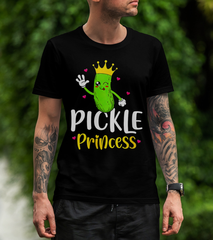 Pickle Princess Cute Crowned Character With Hearts T-Shirt