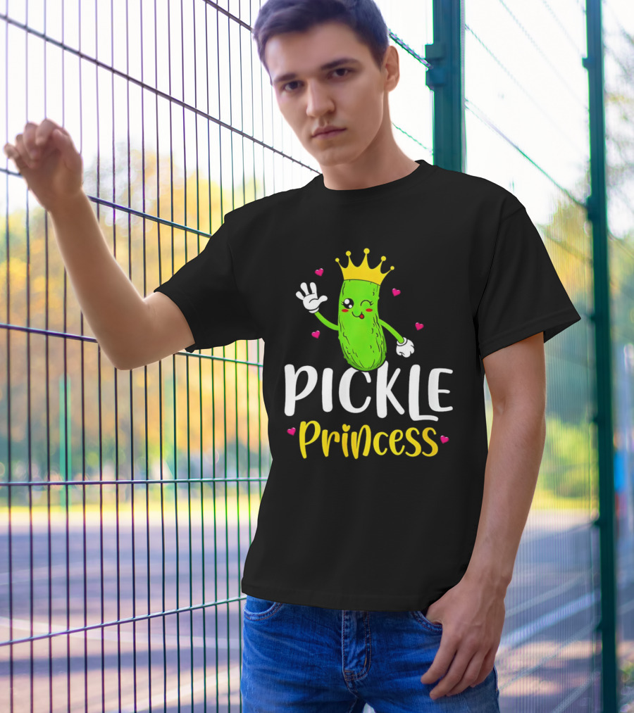 Pickle Princess Cute Crowned Character With Hearts T-Shirt