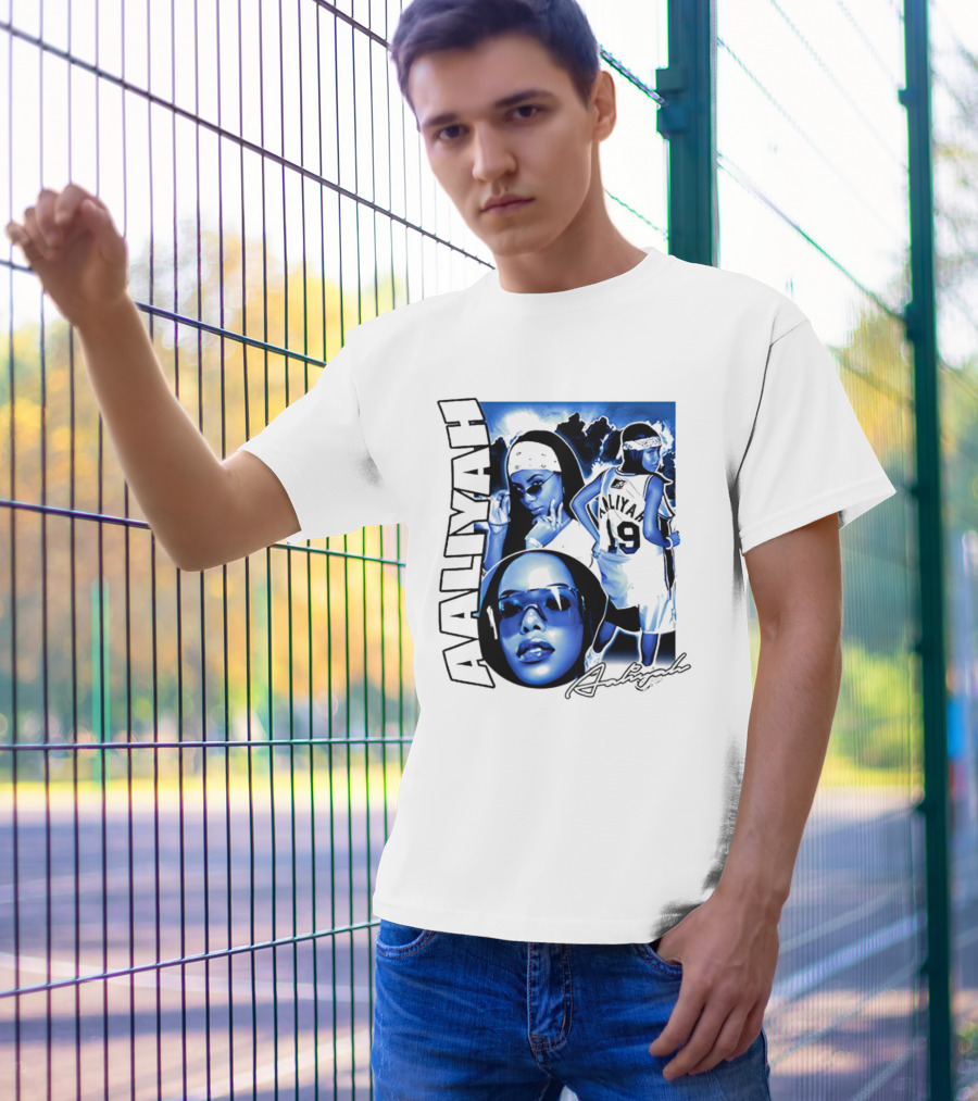Aaliyah Vintage Rap Aaliyah 90s Style University Blue Jordan T-Shirt