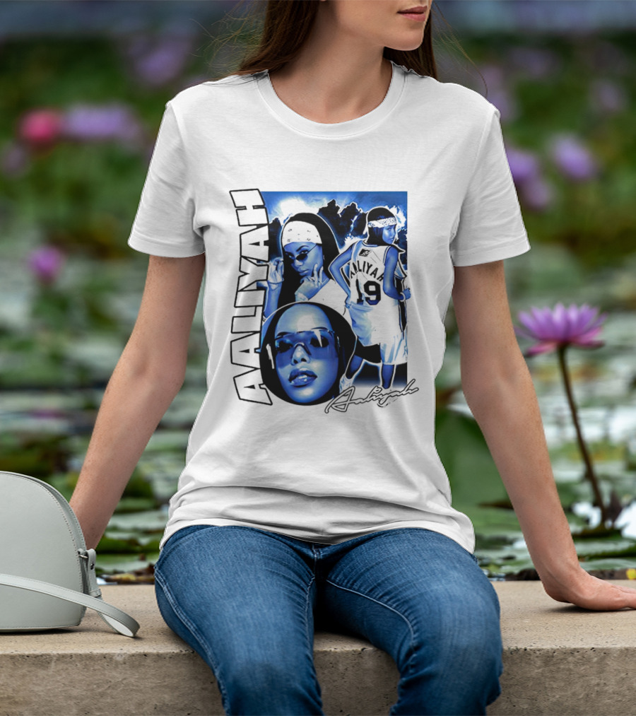 Aaliyah Vintage Rap Aaliyah 90s Style University Blue Jordan T-Shirt
