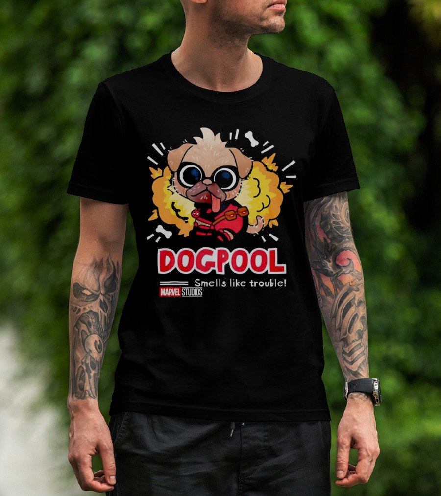 Deadpool Marvel Studios Dogpool Smells Like Trouble T-Shirt