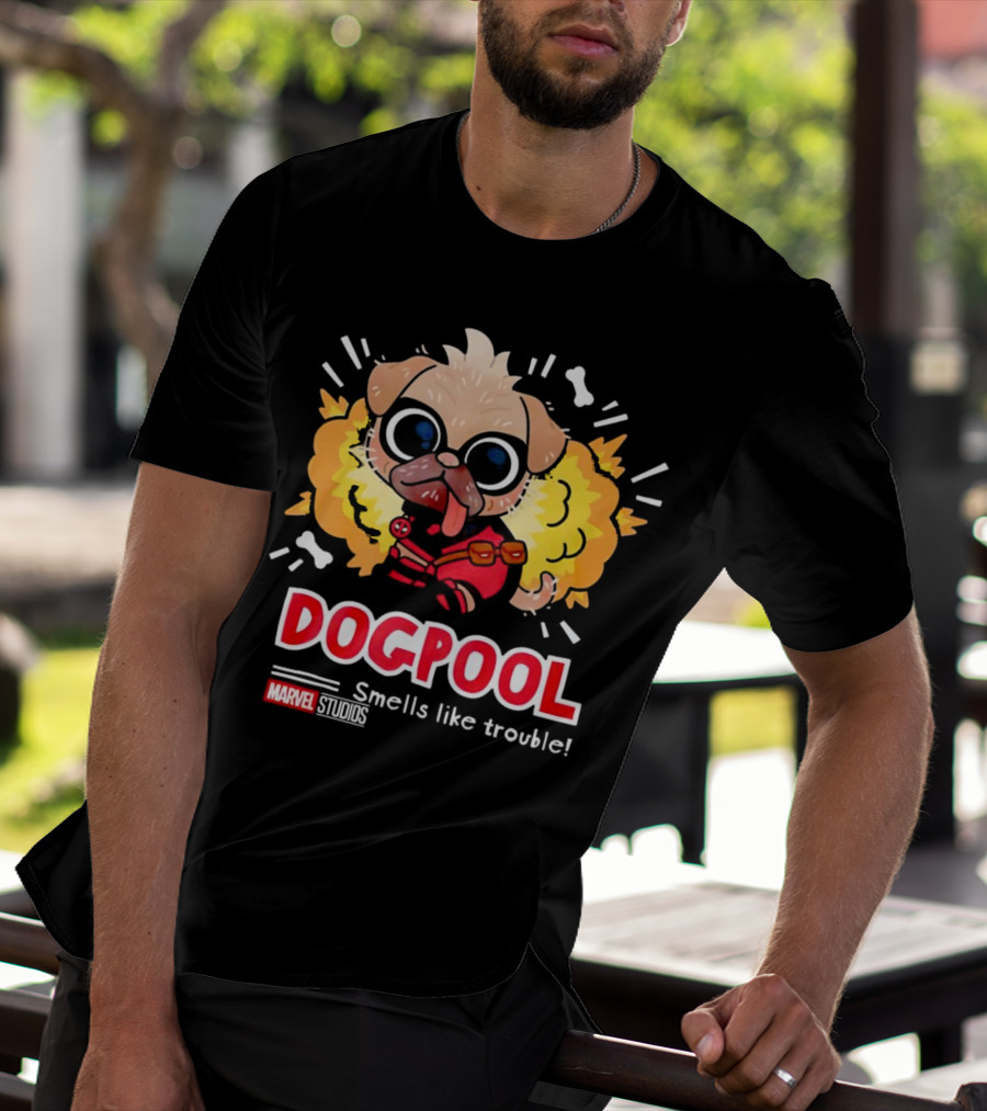 Deadpool Marvel Studios Dogpool Smells Like Trouble T-Shirt