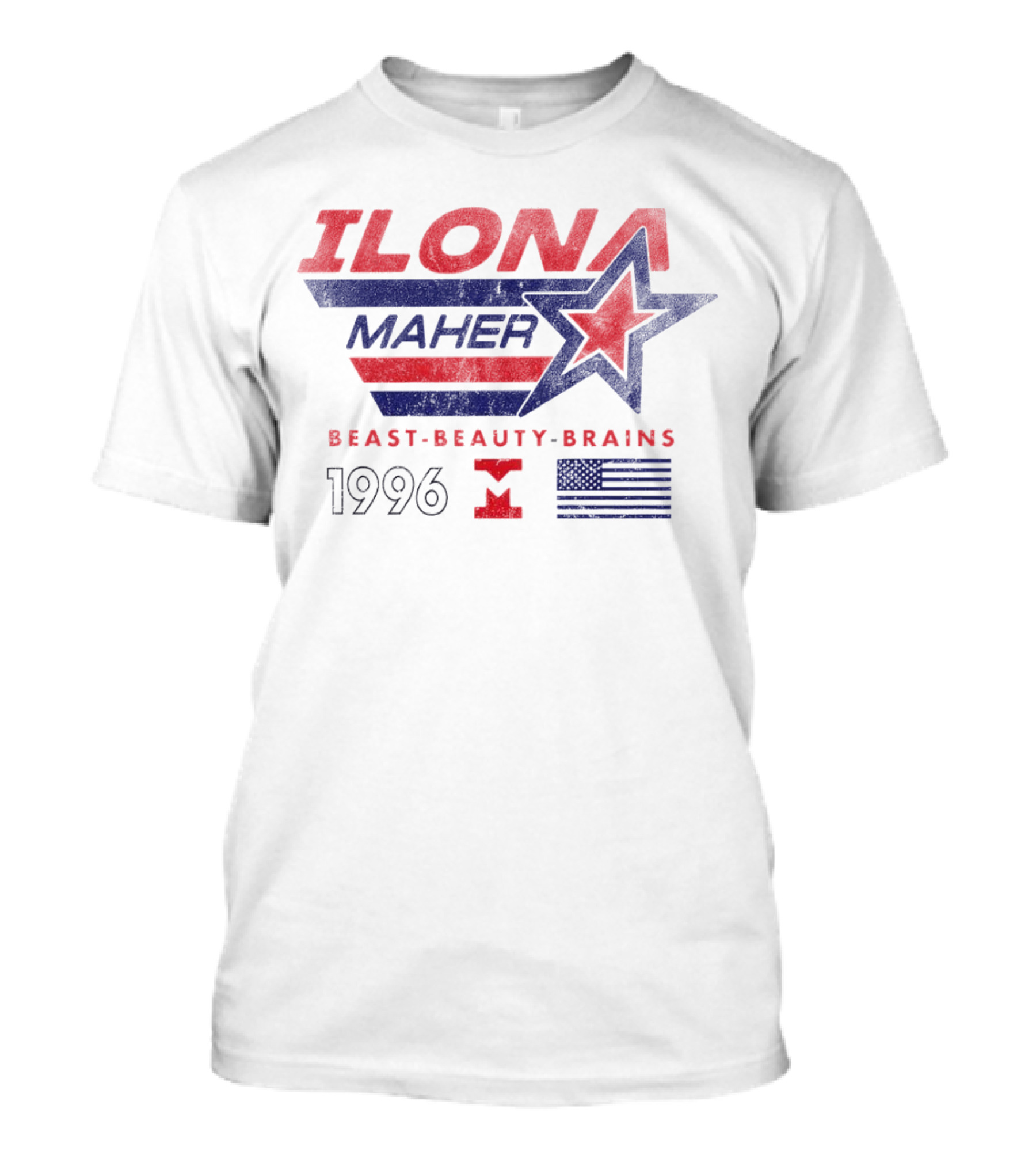 Ilona Maher Beast Beauty Brains 1996 Star Flag Emblem T-Shirt