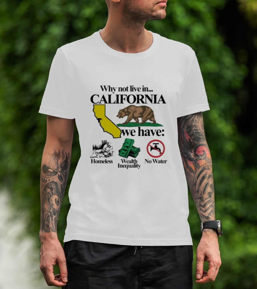 Why Not Live In California We Have Homeless Bear Wealth Inequality No Water T-Shirt