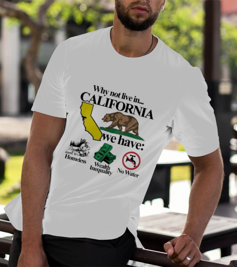 Why Not Live In California We Have Homeless Bear Wealth Inequality No Water T-Shirt