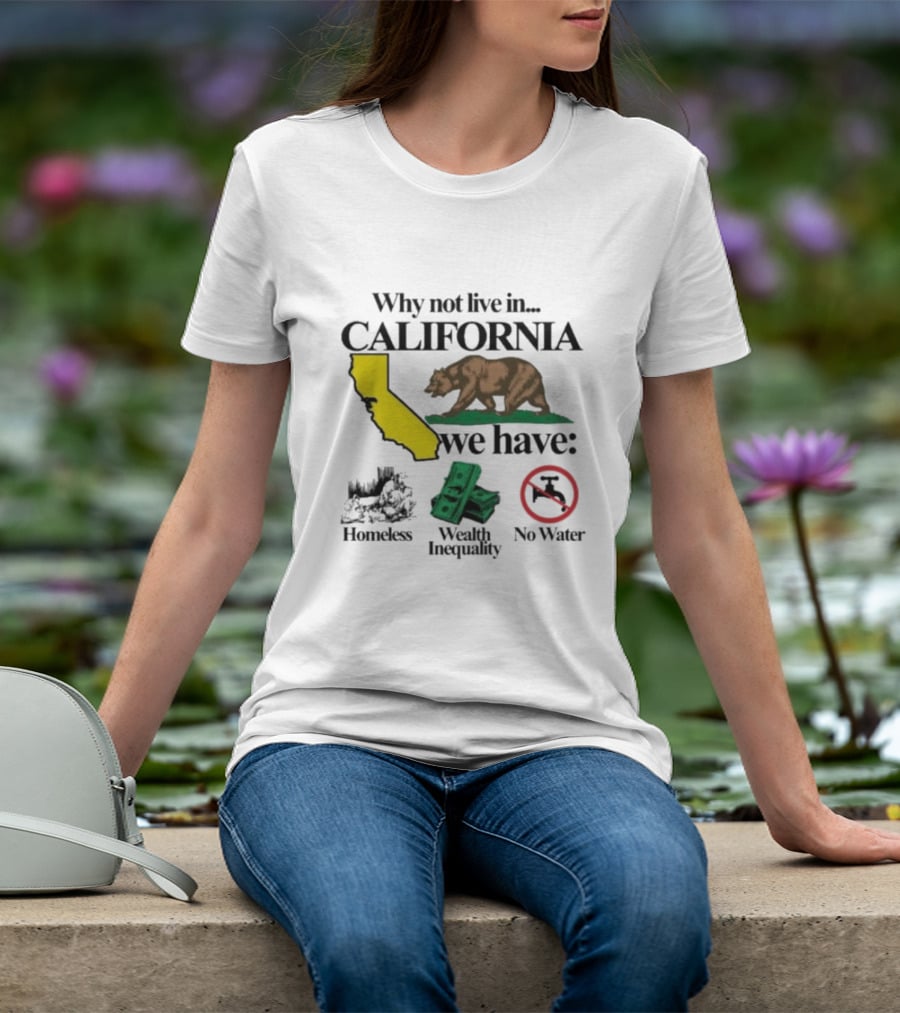 Why Not Live In California We Have Homeless Bear Wealth Inequality No Water T-Shirt
