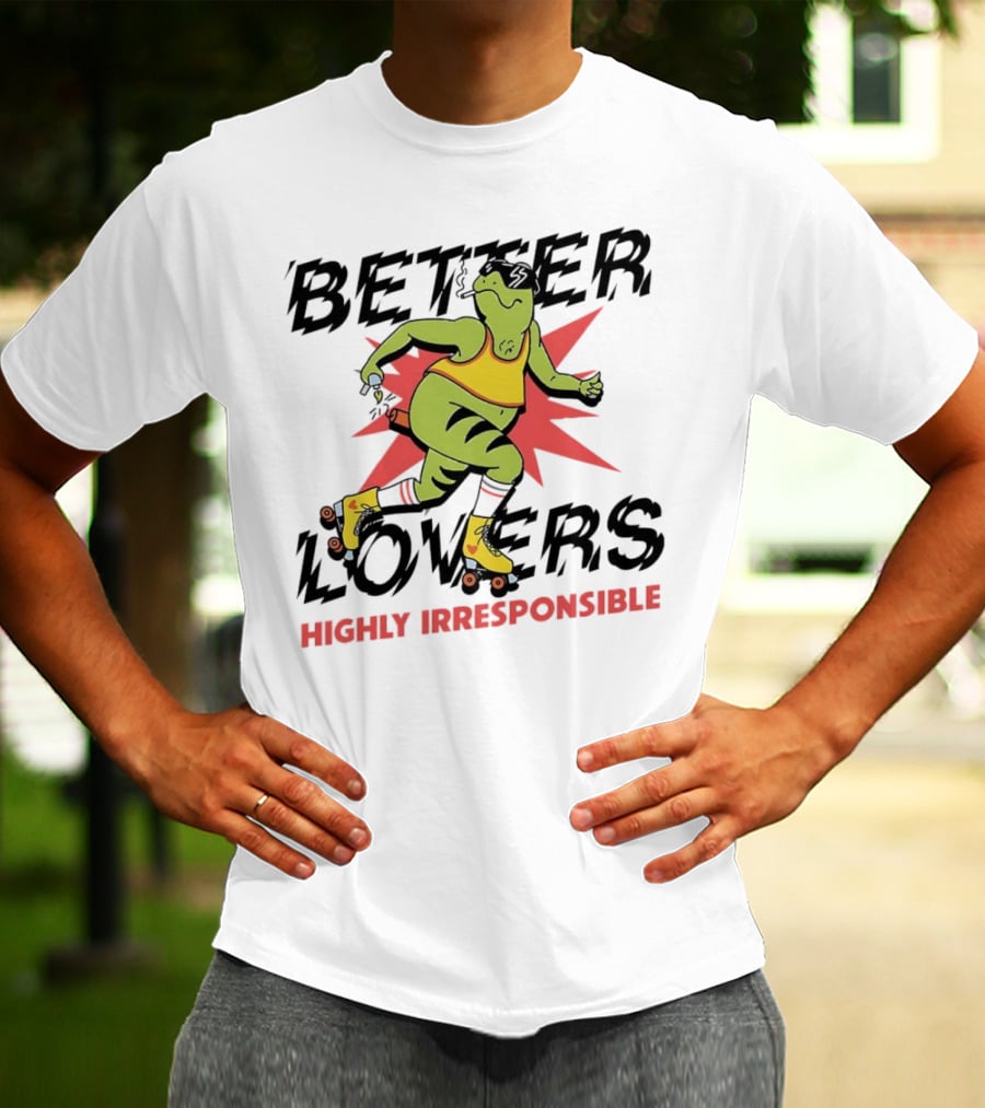 Better Lovers Highly Irresponsible Roller Skating Dinosaur On Yellow Wheels T-Shirt