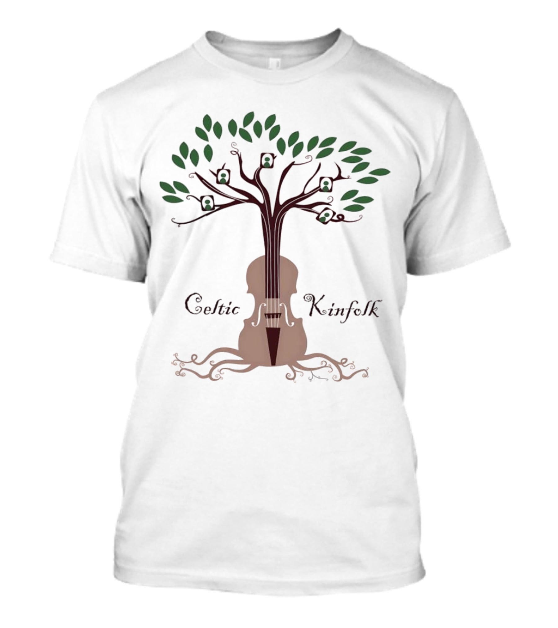 Celtic Kinfolk Tree With Guitar And Violin Motif T-Shirt