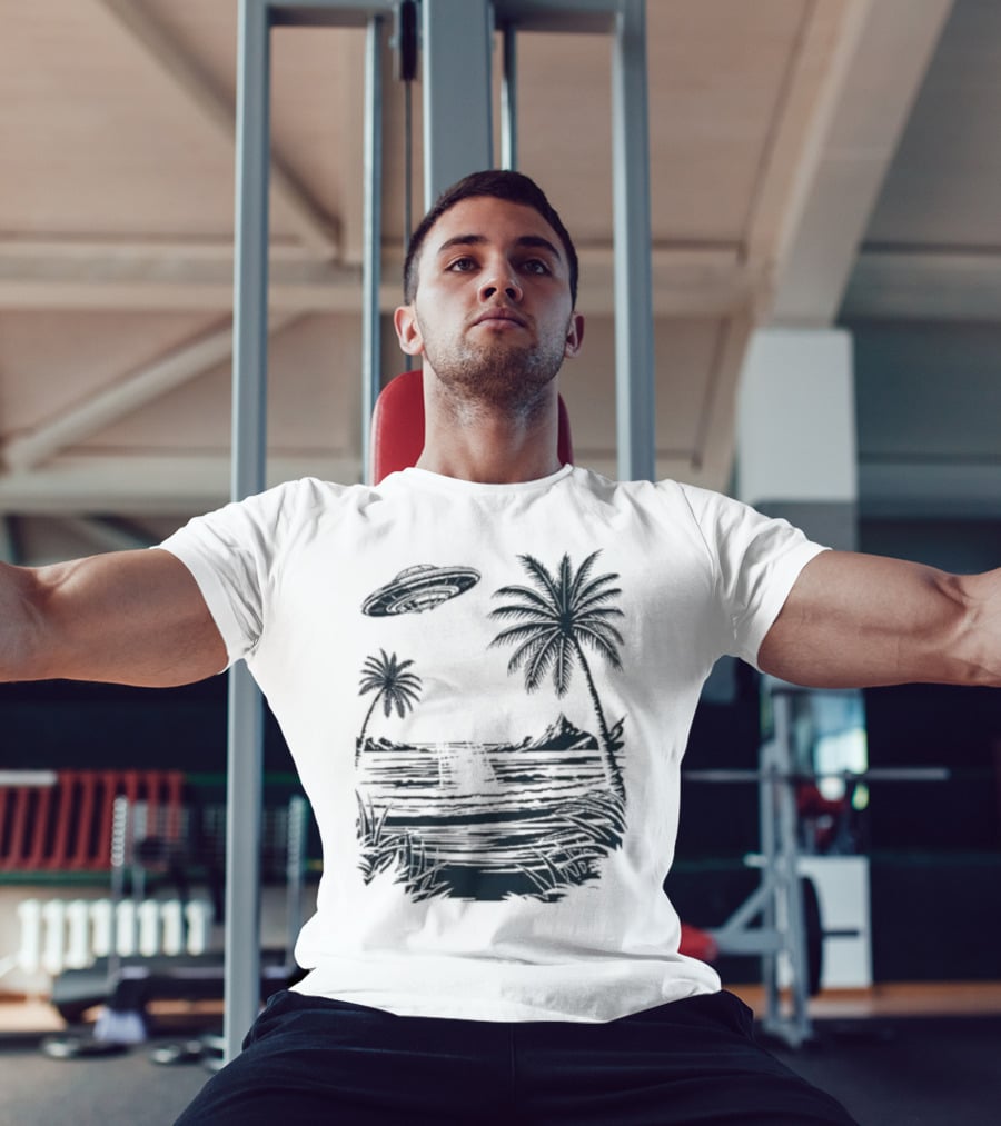 Into The AM Tropical Encounter Vintage UFO Palm Landscape T-Shirt