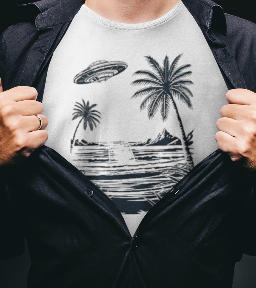 Into The AM Tropical Encounter Vintage UFO Palm Landscape T-Shirt