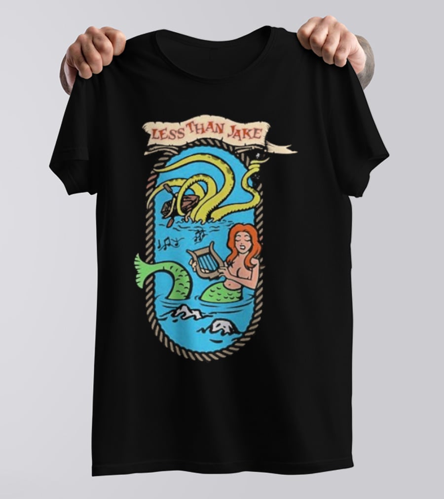 Less Than Jake Mermaid And Sea Monster Playing Music T-Shirt