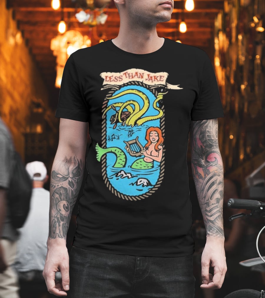 Less Than Jake Mermaid And Sea Monster Playing Music T-Shirt