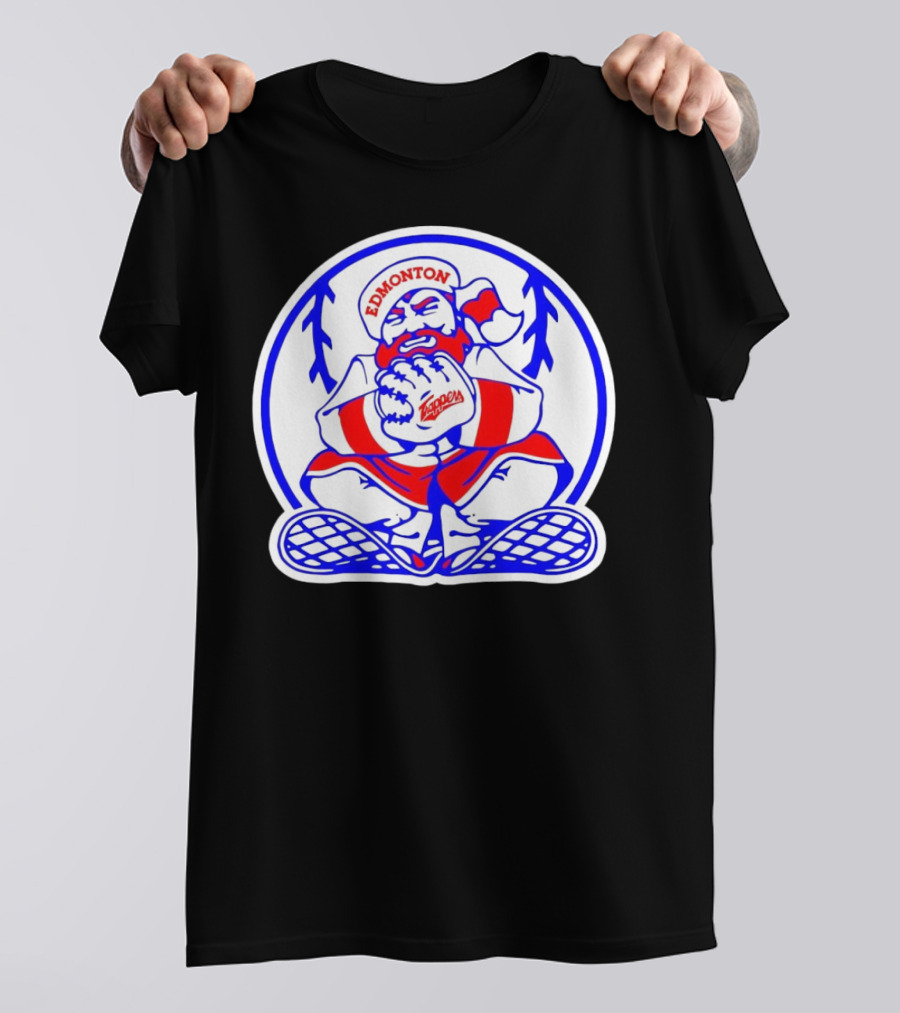 Edmonton Trappers Santa Logo Baseball Winter T-Shirt