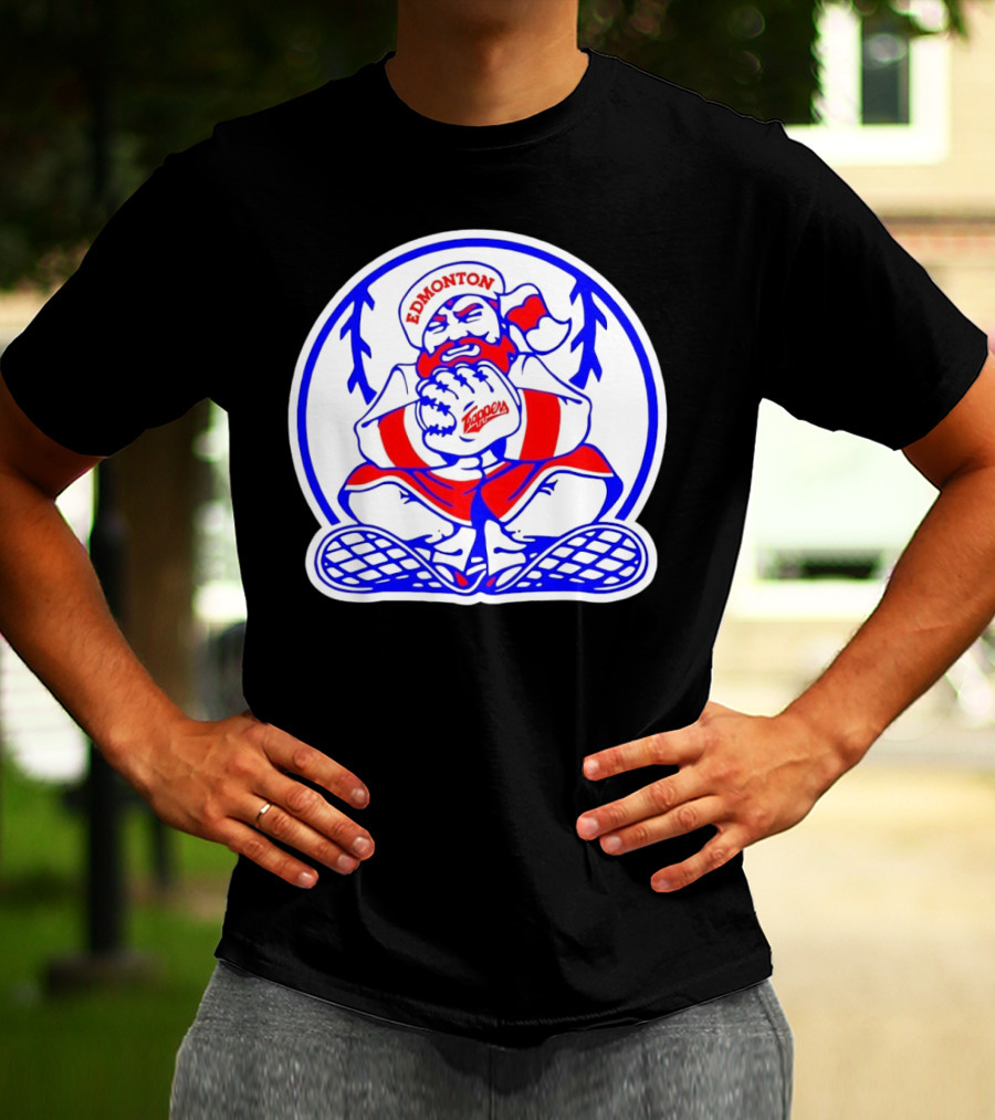 Edmonton Trappers Santa Logo Baseball Winter T-Shirt