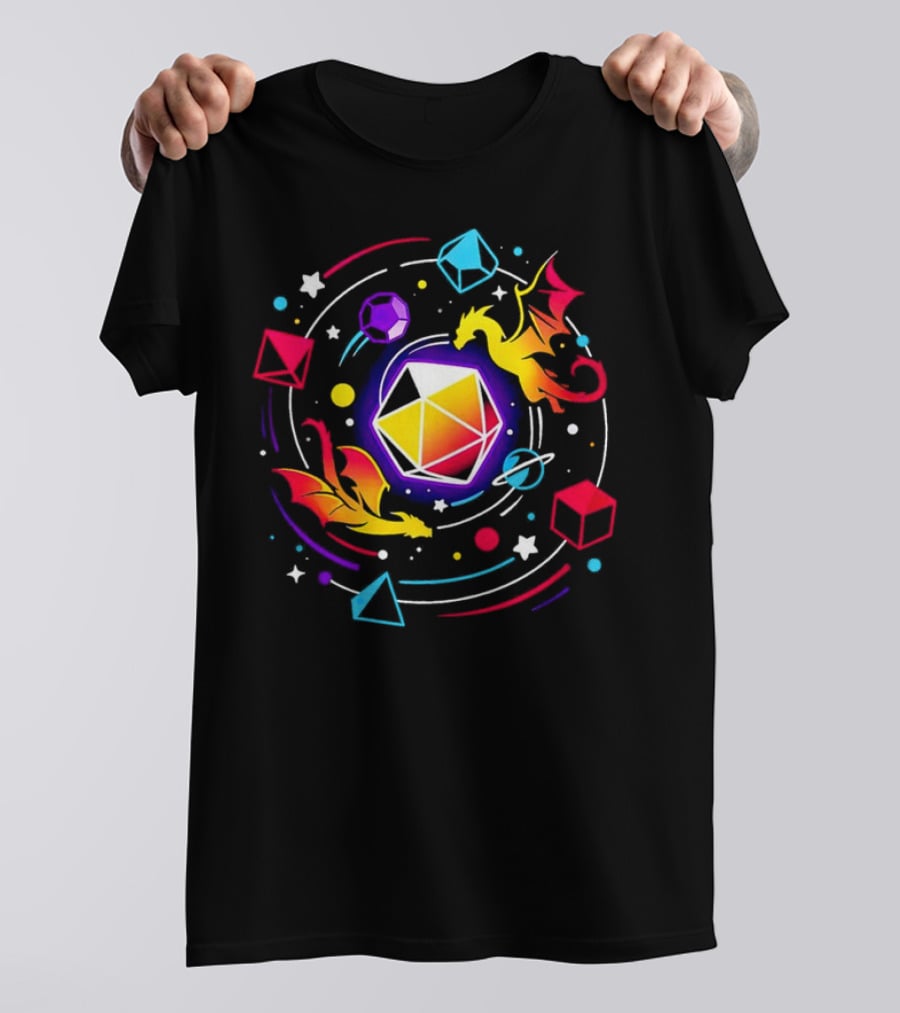 Dragon Dice Solar System Fantasy Colors T-Shirt