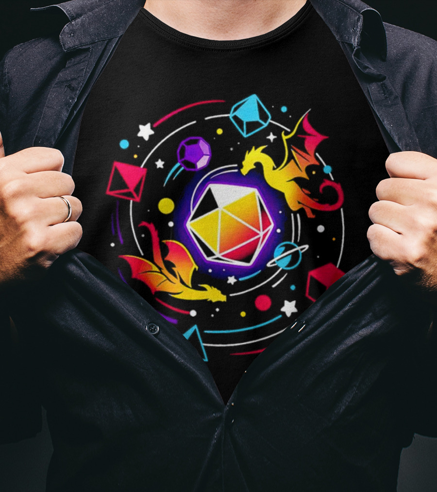 Dragon Dice Solar System Fantasy Colors T-Shirt