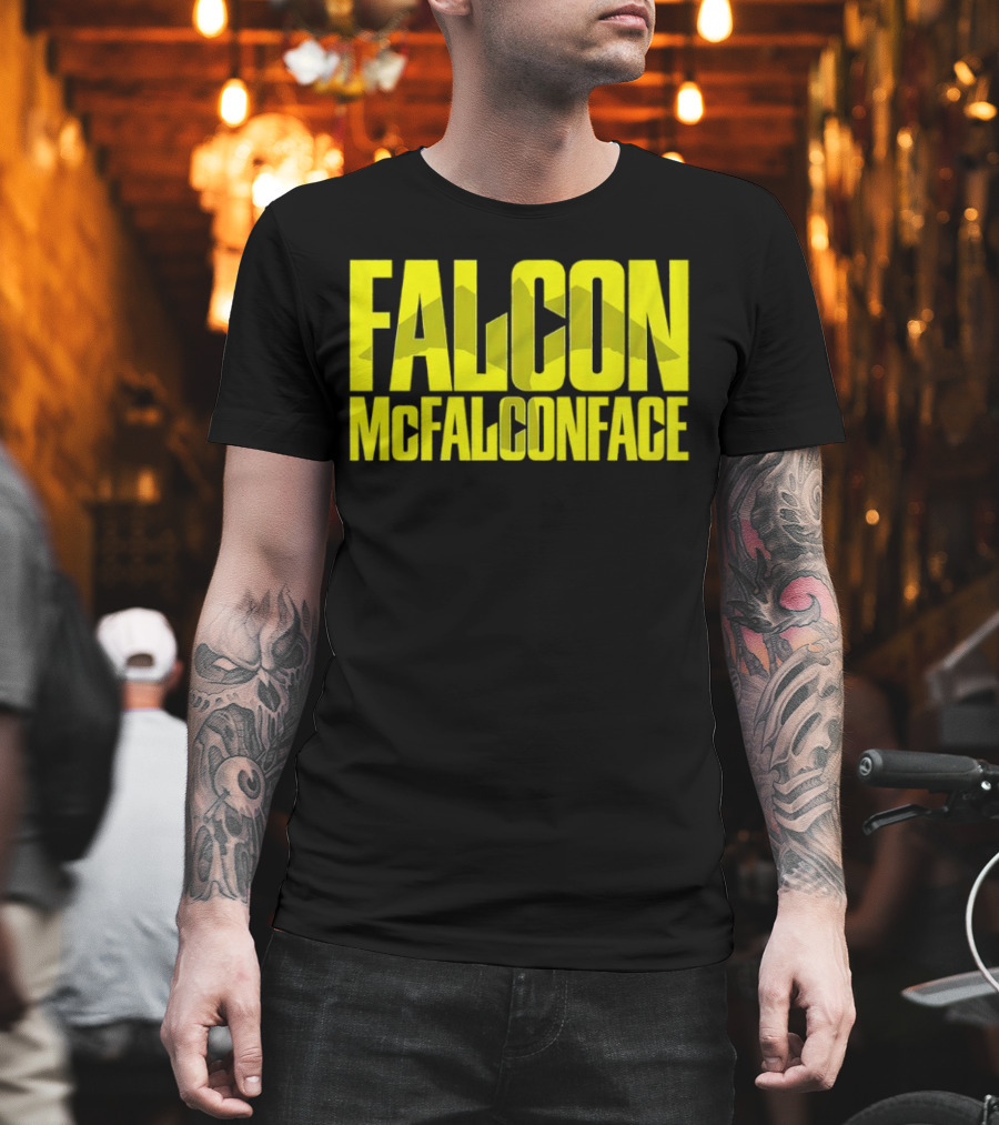 Falcon McFalconface Bold Yellow Text With Falcon T-Shirt