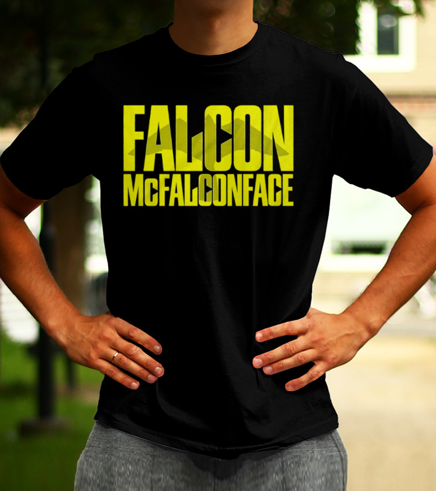 Falcon McFalconface Bold Yellow Text With Falcon T-Shirt