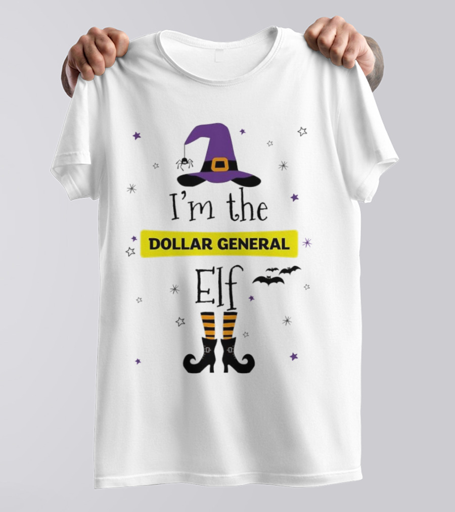 I'm The Dollar General Elf Halloween Witch Hat And Boots Theme T-Shirt