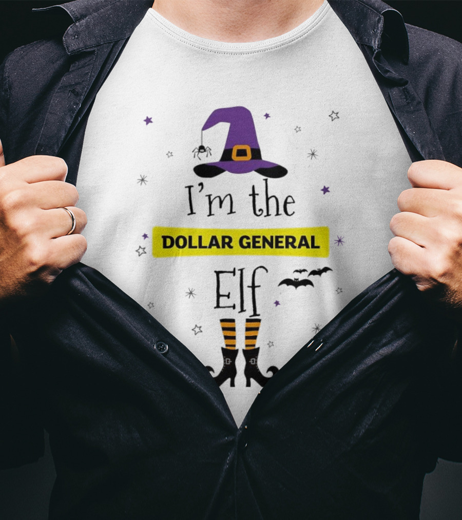 I'm The Dollar General Elf Halloween Witch Hat And Boots Theme T-Shirt