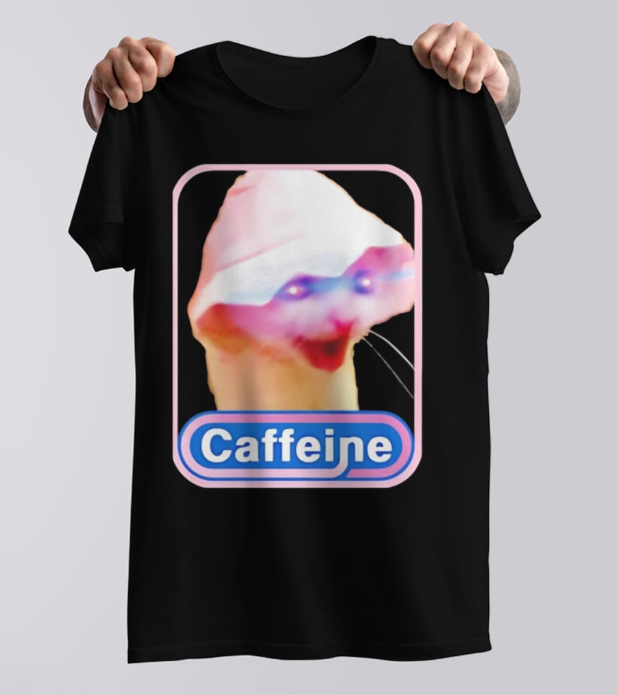 K45ink Caffeine Meme Cat With Glowing Eyes T-Shirt