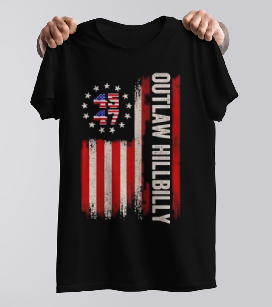 Outlaw Hillbilly American Flag 1776 Stars Stripes T-Shirt