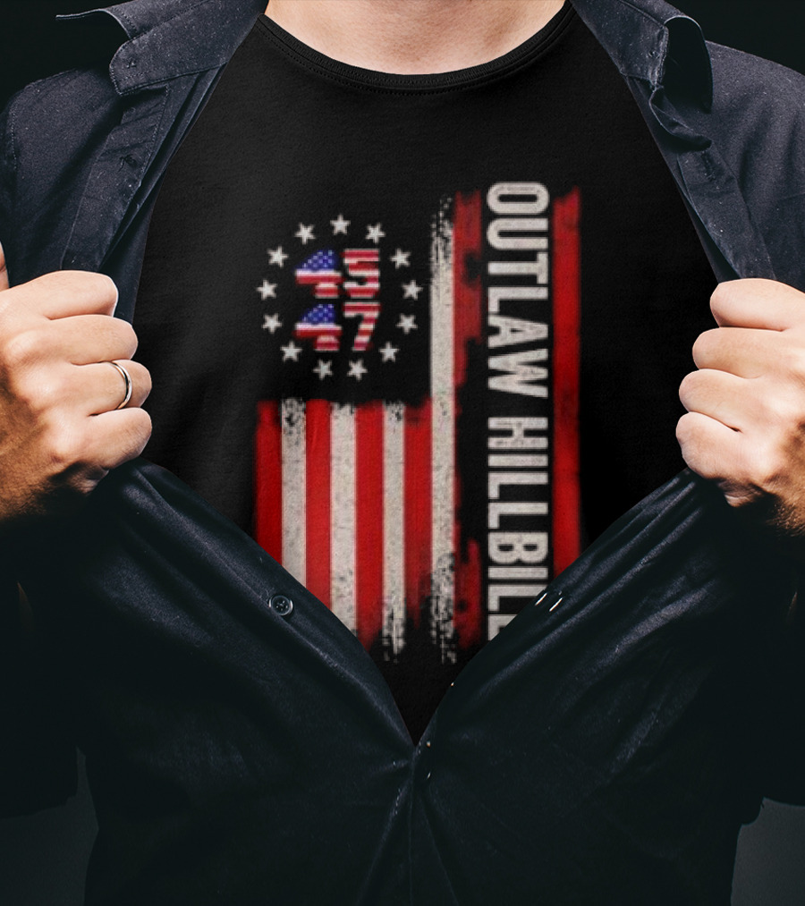 Outlaw Hillbilly American Flag 1776 Stars Stripes T-Shirt