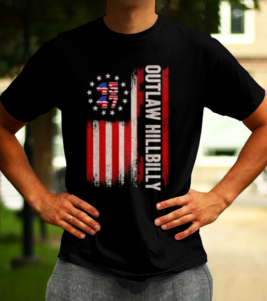 Outlaw Hillbilly American Flag 1776 Stars Stripes T-Shirt