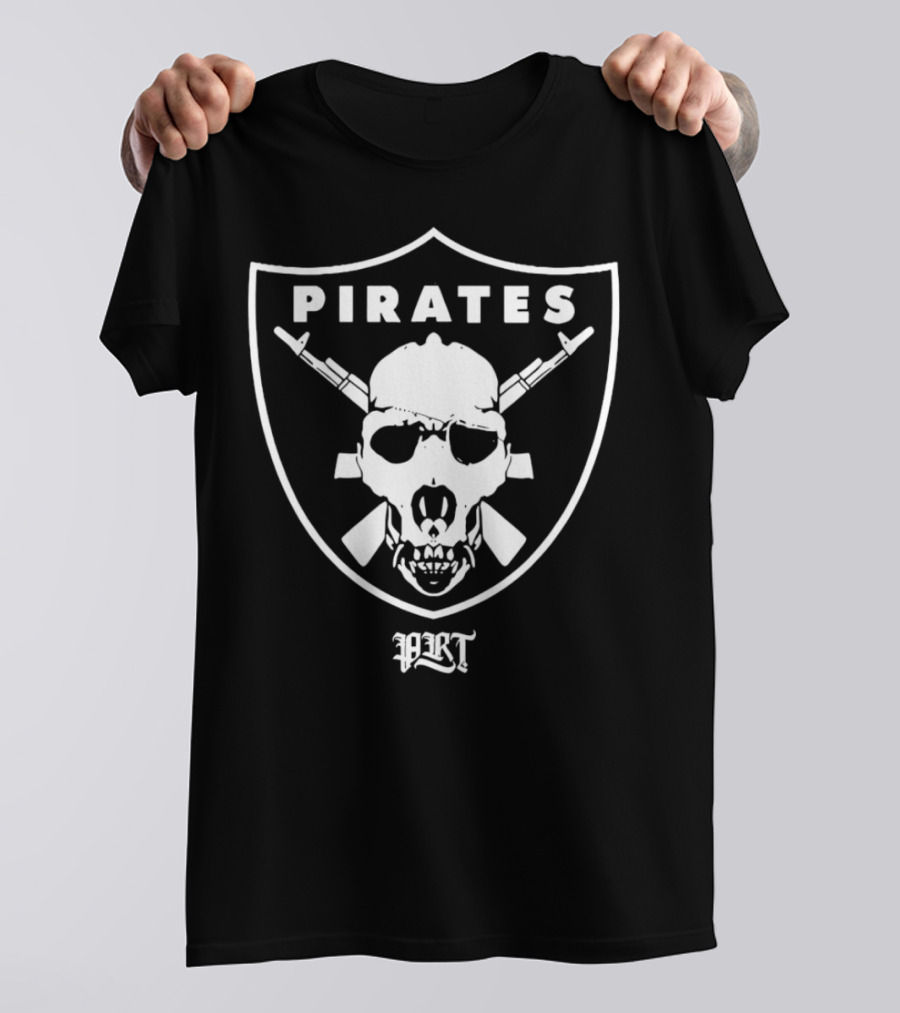 Las Vegas Raiders PRT Pirates Skull With Crossed Guns T-Shirt