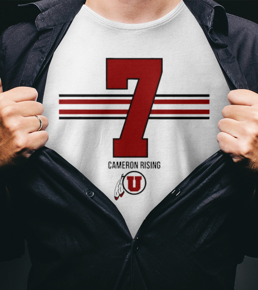 Cameron Rising Utah Utes Number 7 Stripe T-Shirt