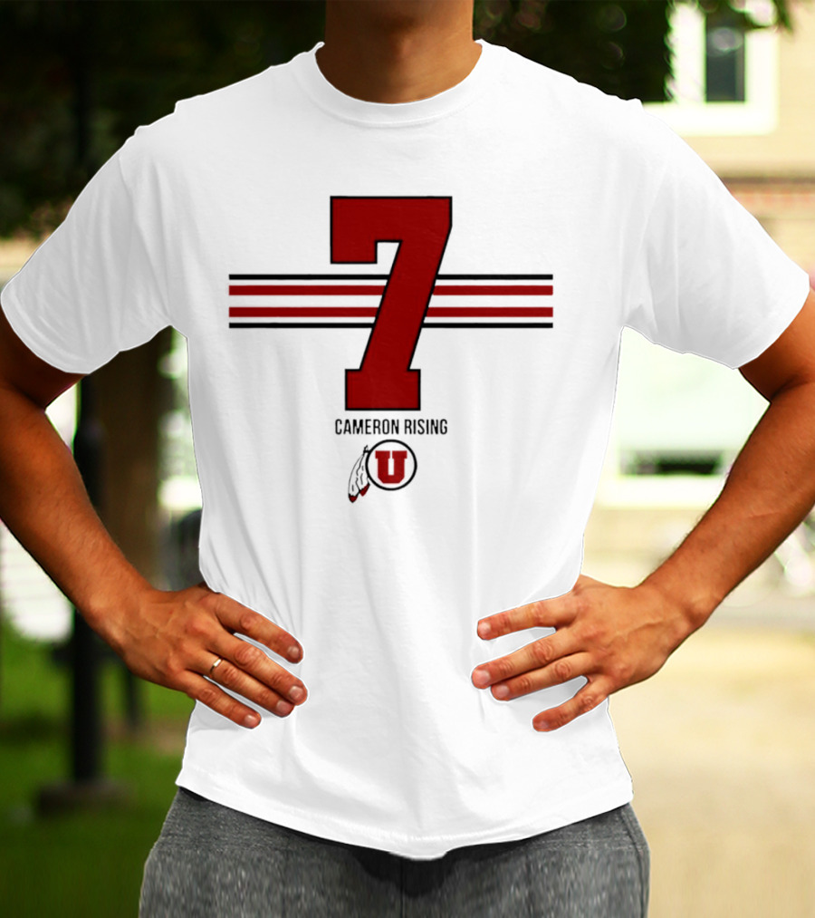 Cameron Rising Utah Utes Number 7 Stripe T-Shirt