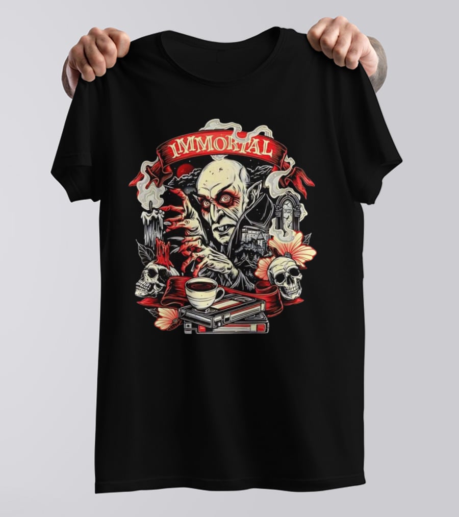 Count Orlok Nosferatu Immortal Vampire With Skulls And Coffin Mug T-Shirt