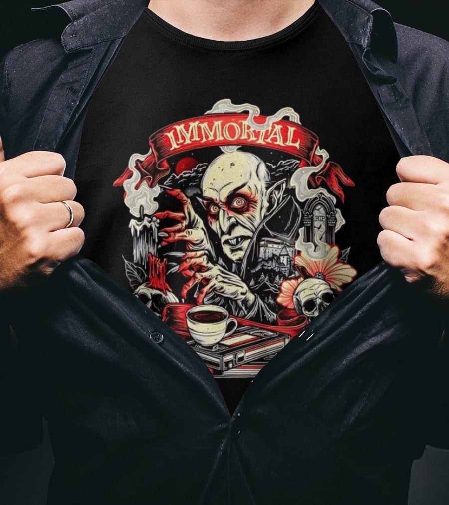 Count Orlok Nosferatu Immortal Vampire With Skulls And Coffin Mug T-Shirt