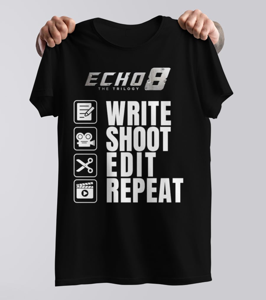 Echo 8 The Trilogy Write Shoot Edit Repeat Icons T-Shirt