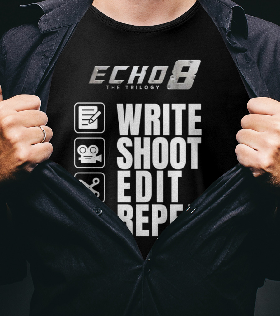 Echo 8 The Trilogy Write Shoot Edit Repeat Icons T-Shirt