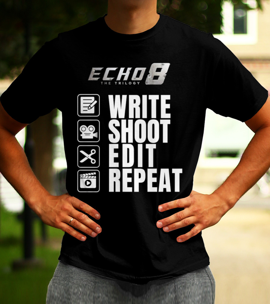 Echo 8 The Trilogy Write Shoot Edit Repeat Icons T-Shirt
