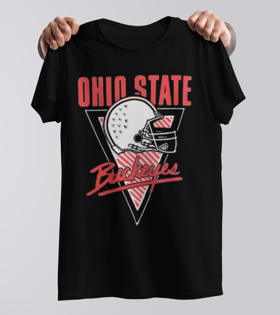 Ohio State Buckeyes Helmet Retro Triangular Emblem T-Shirt
