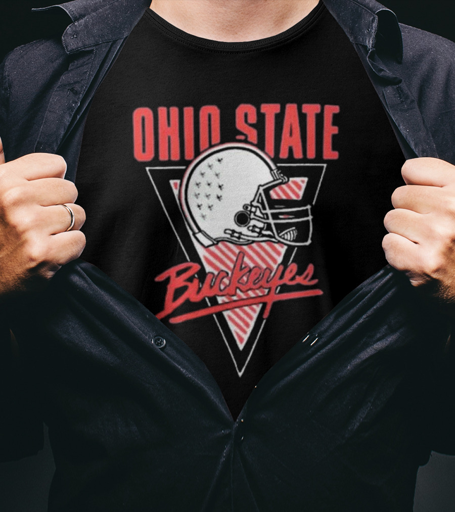 Ohio State Buckeyes Helmet Retro Triangular Emblem T-Shirt