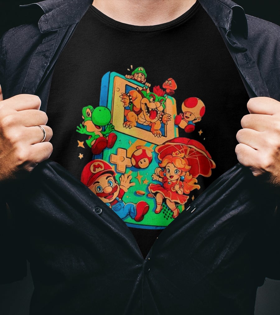 Super Mario Plumber Adventure Characters Game Icons T-Shirt