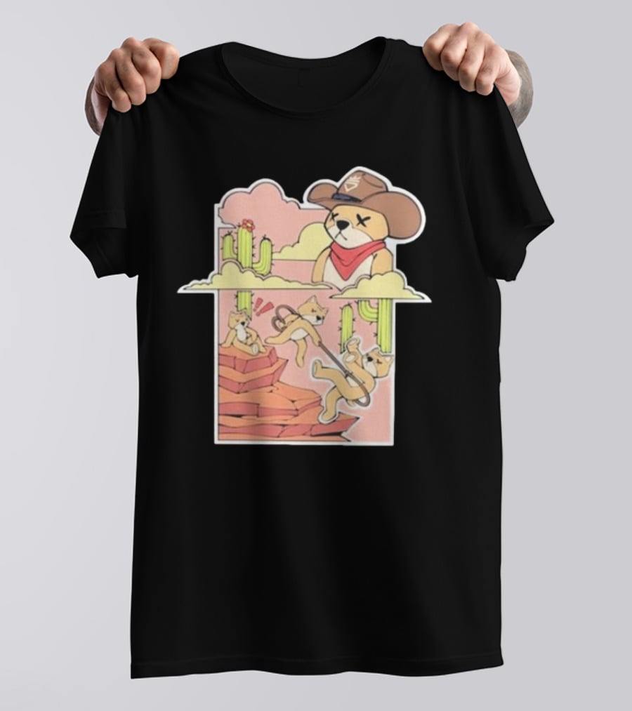 Rich And Lonely Outlaw Richie Cowboy Bear Adventure Cactus Desert T-Shirt