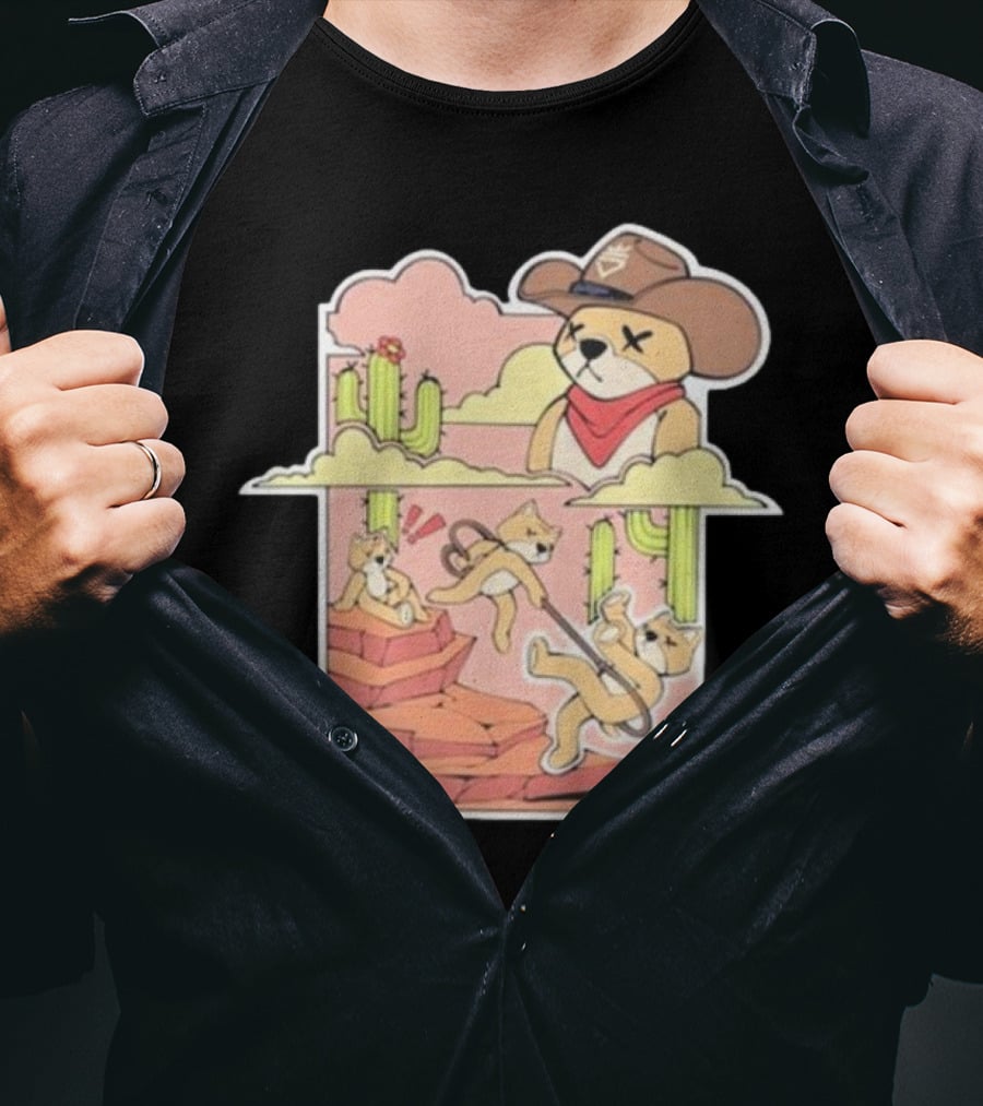 Rich And Lonely Outlaw Richie Cowboy Bear Adventure Cactus Desert T-Shirt